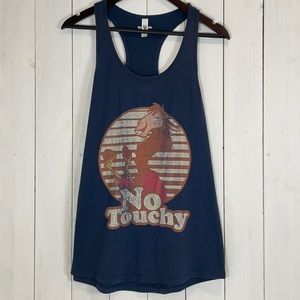 Kuzco “No Touchy” XL blue racerback tank
